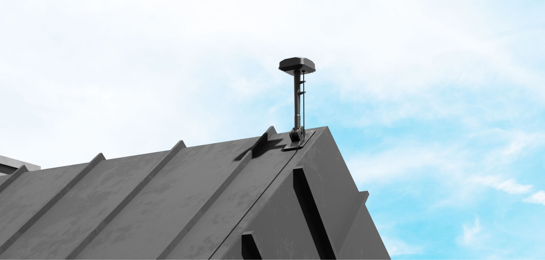 Navimow i105 robot lawn mower antenna is on the roof.