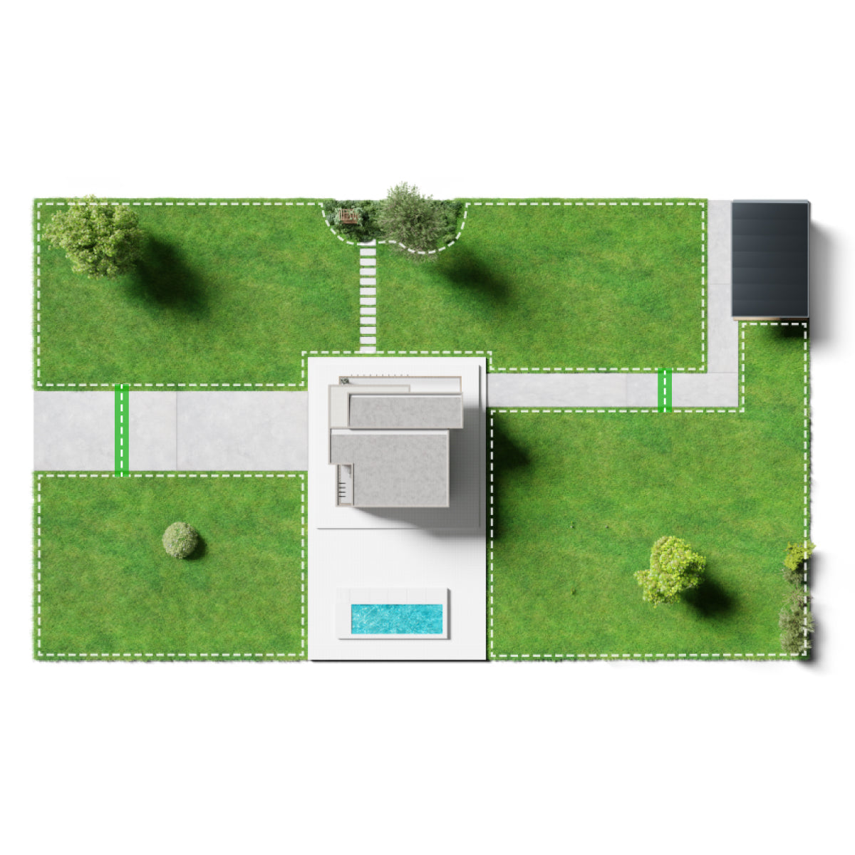 Segway Navimow i105E robot lawn mower mapping paths for garden.