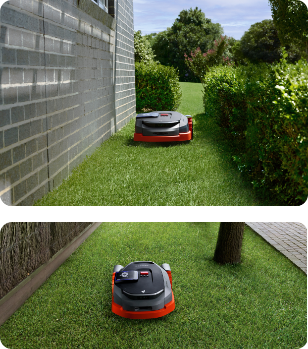 Segway Navimow i Series robot lawn mower cutting green grass.