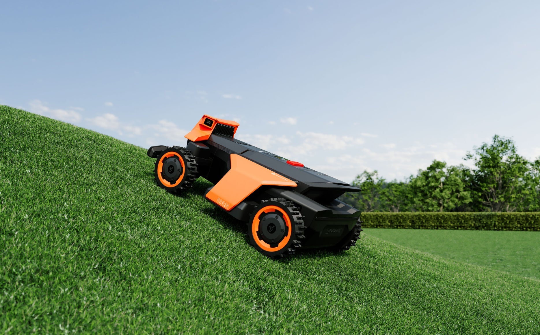 Segway Navimow i Series robot lawn mower on a hill.