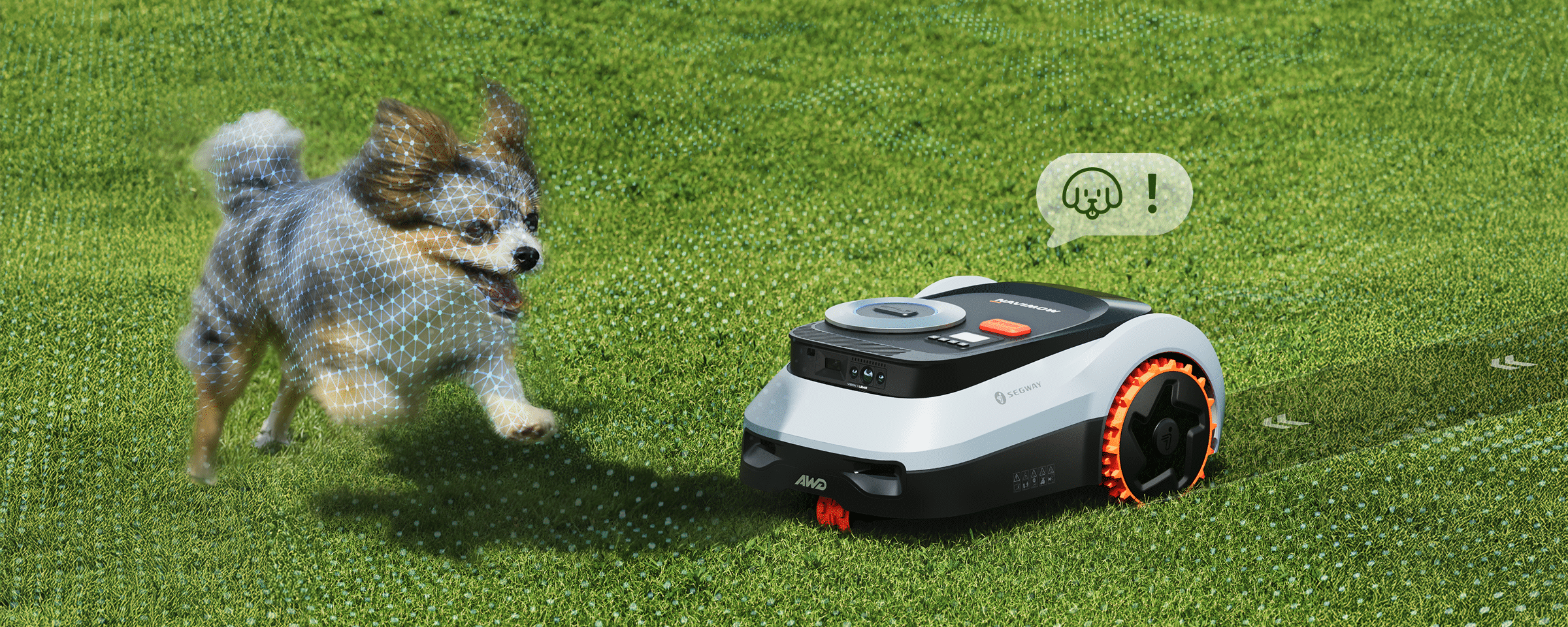 Segway Navimow i Series robot lawn mower detects a dog.