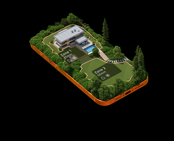 Navimow i105E robot lawn mower app showing two garden zones.